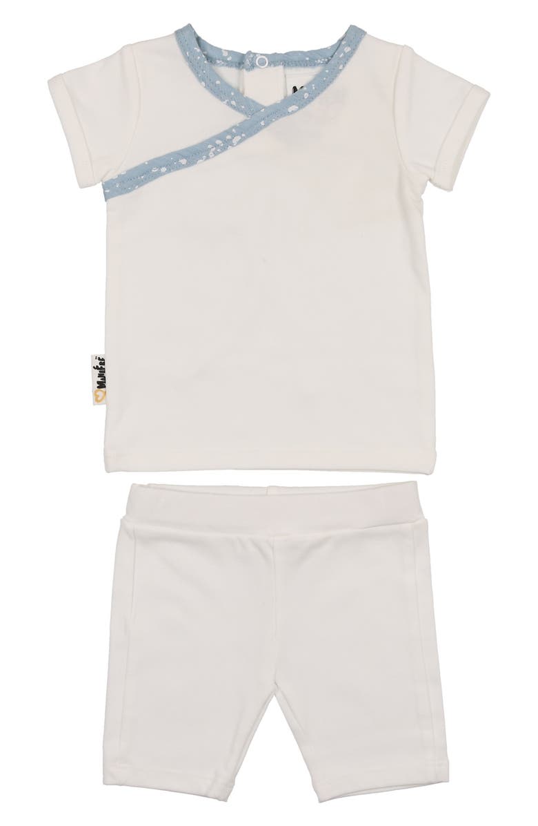 Manière Cotton Blend T-Shirt & Shorts Set, Main, color, White/ Powder Blue