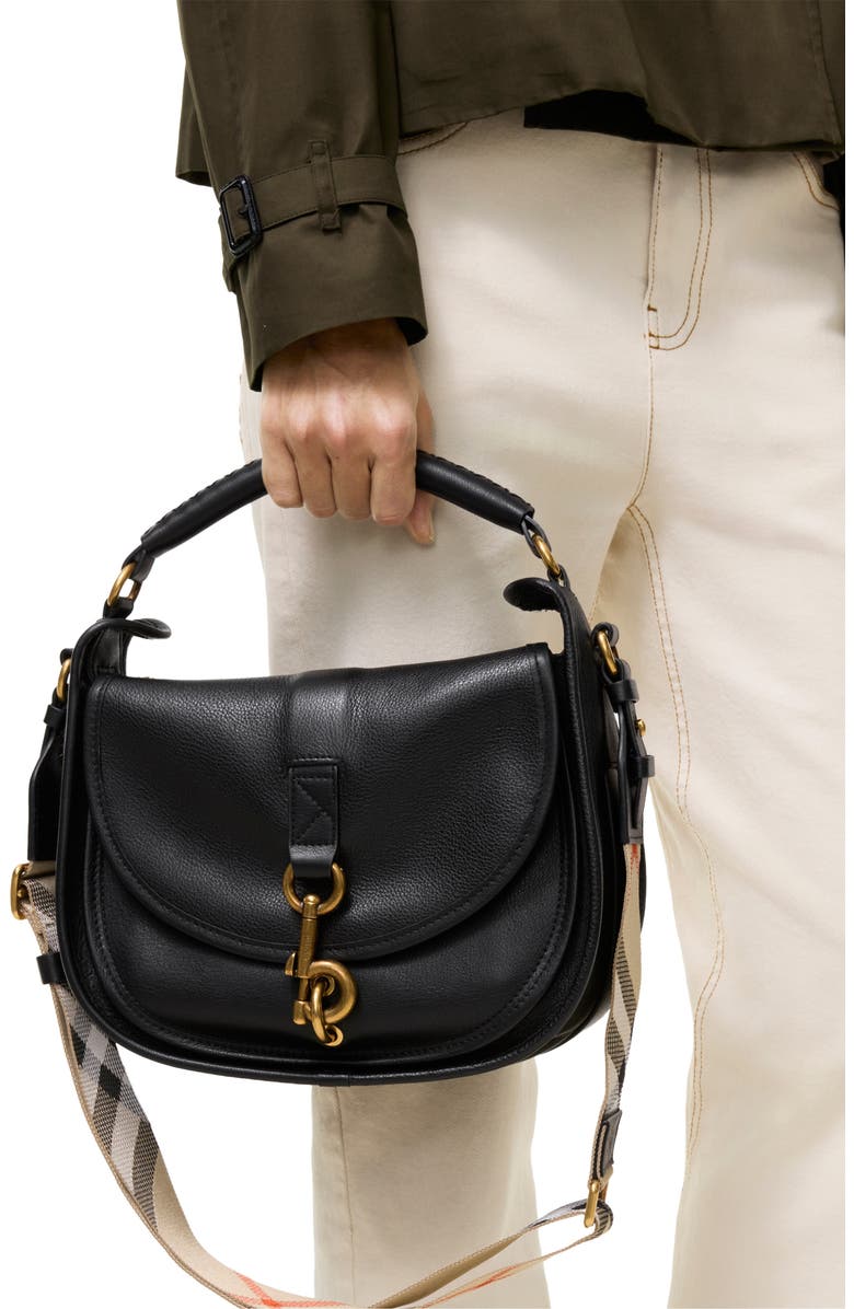Burberry Small B Clip Messenger Bag, Alternate, color, Black