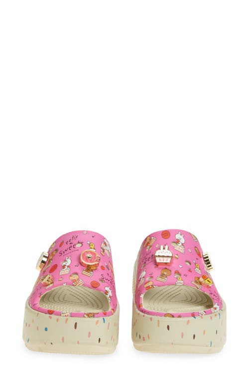 Crocs Line Friends Stomp Slide Sandal In Bone/pink Multi