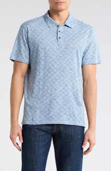 Geo Print Slubbed Cotton Polo