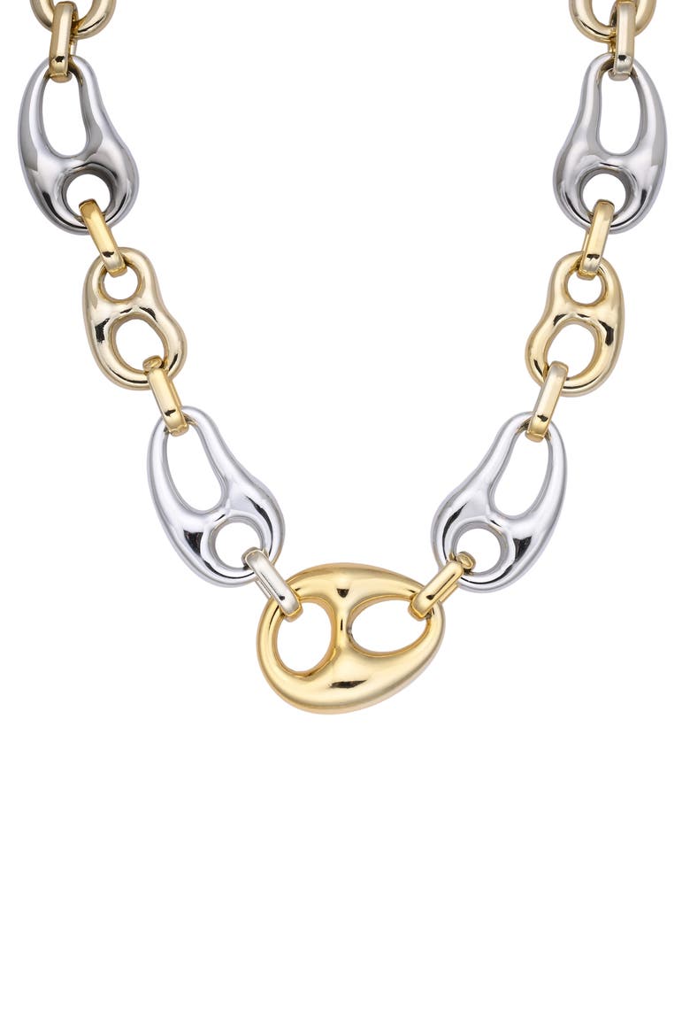 Comb Two-Tone Statement Necklace, Alternate, color, GOLD