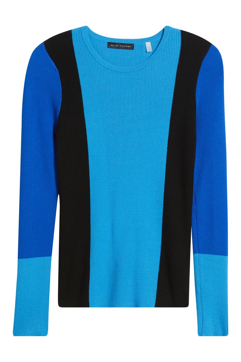 The Delia Colorblock Rib Sweater, Alternate, color, COSMIC BLUE COLORBLOCK