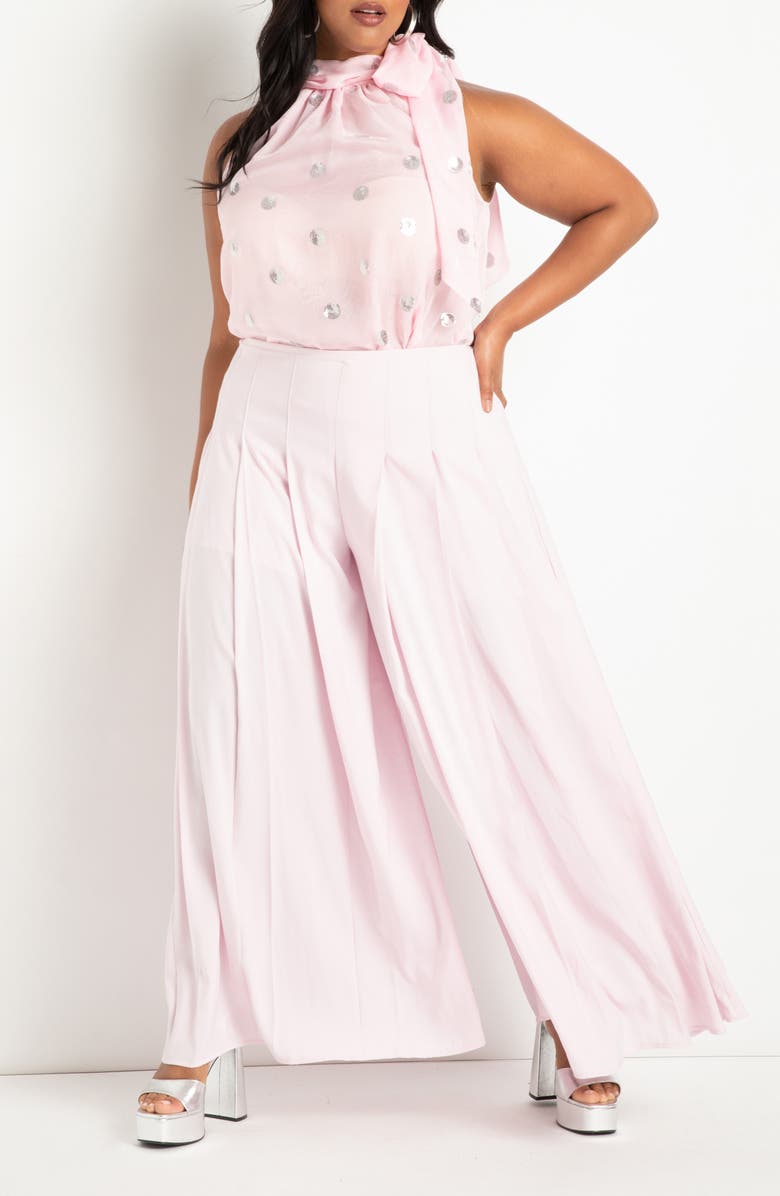 ELOQUII High Waist Pleated Wide Leg Pants, Alternate, color,