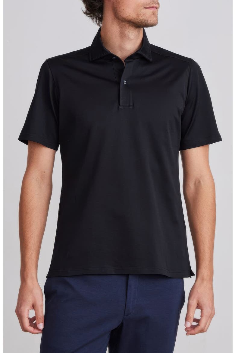 Textured Luxe Polo, Main, color, BLACK