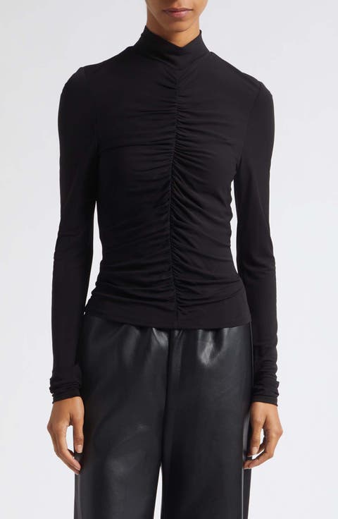 Angela Ruched Mock Neck Top