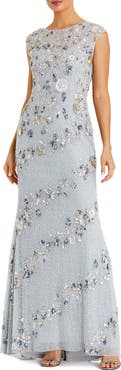Mac Duggal Women's Floral Embellished Cap Sleeve Sheath Gown