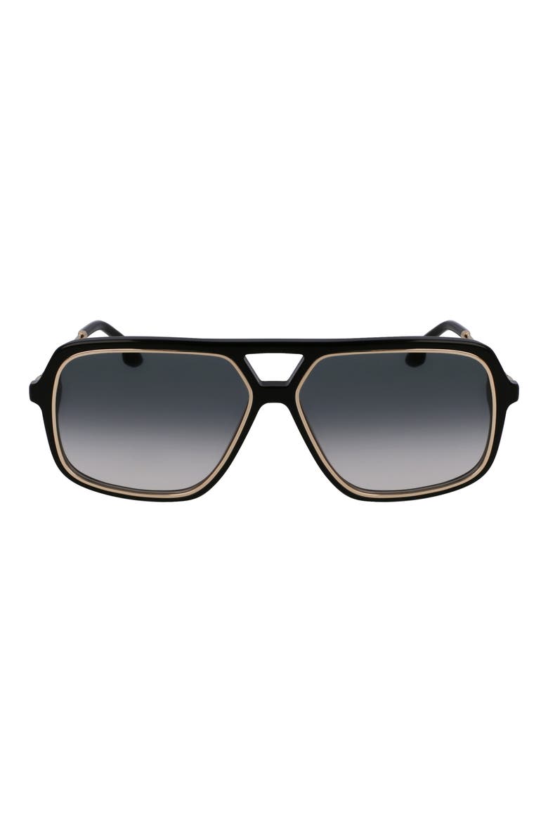 V Line 58mm Navigator Sunglasses, Main, color, BLACK