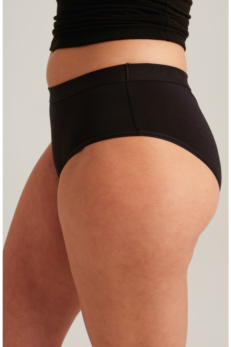 Period & Leakproof High Absorbency Stretch Cotton Briefs, Alternate, color, BLACK