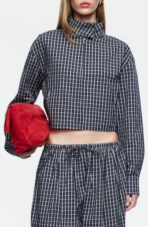 Aura Plaid Cotton Crop Jacket