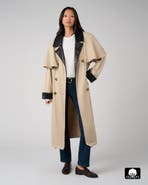 WeWoreWhat Vegan Leather Trim Trench Coat