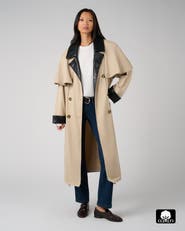 WeWoreWhat Vegan Leather Trim Trench Coat