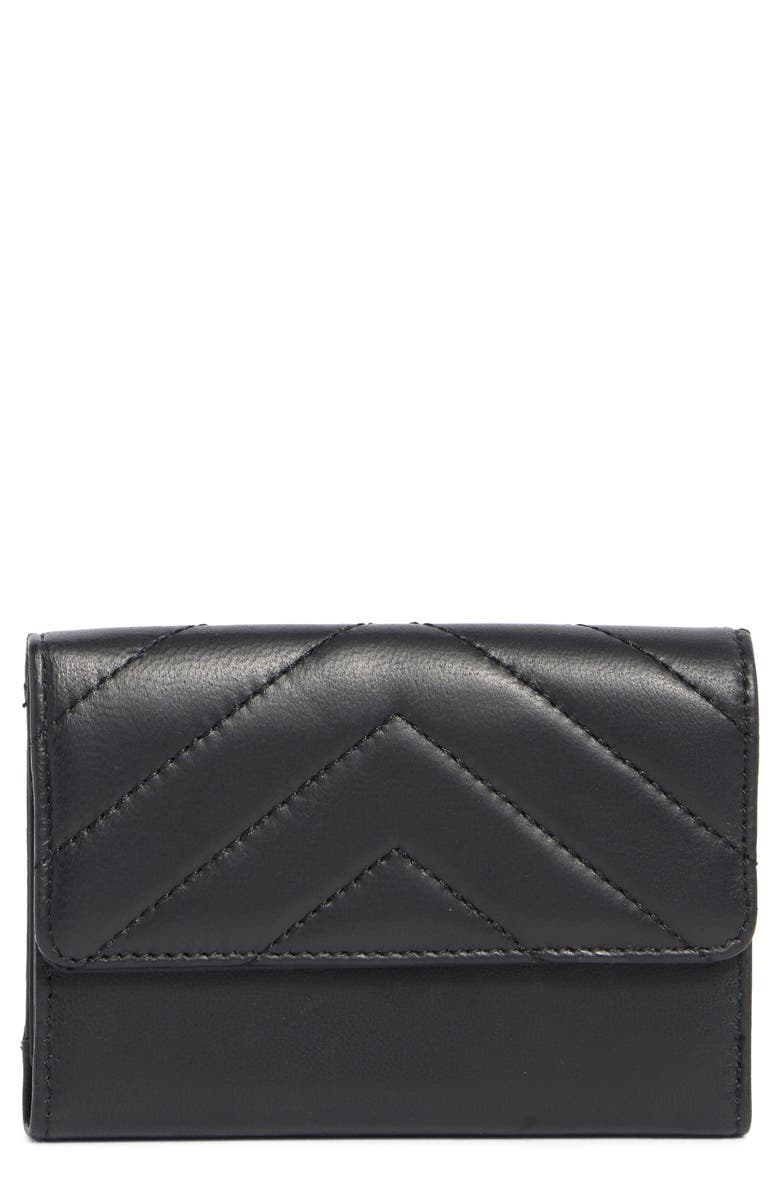 MUNDI SMALL LEATHER GOODS Quilted Trifold Leather Wallet, Main, color, 