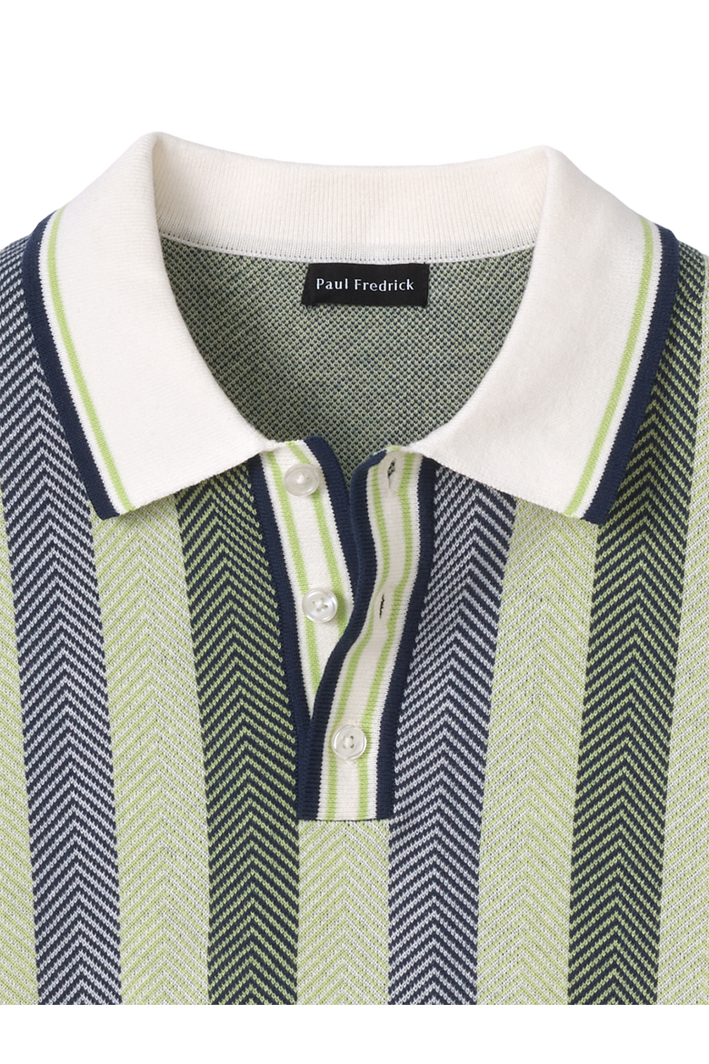Cotton Three Button Polo, Alternate, color, Green Multi