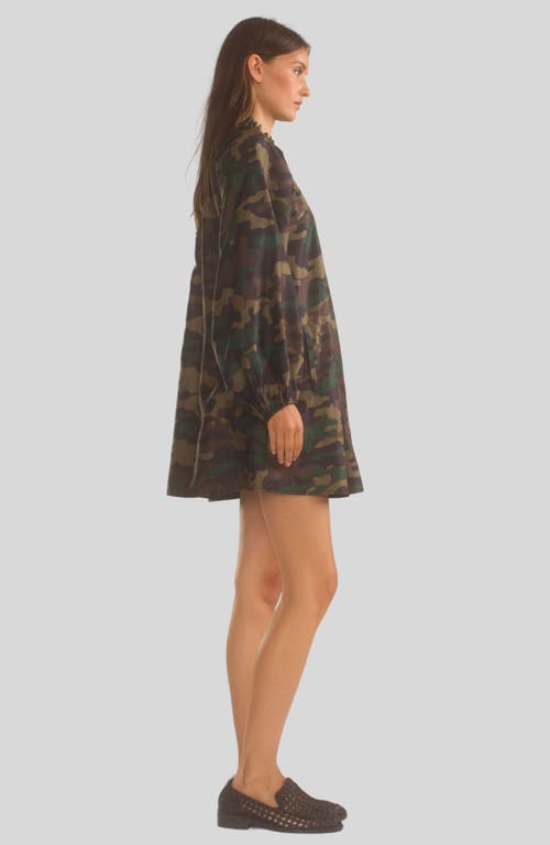 Shop Cynthia Rowley Second Nature Silk Taffeta Dress In Green Camo