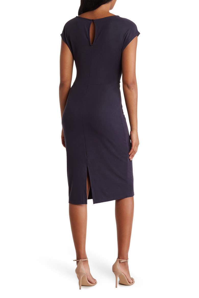 Side Knot Modal Blend Midi Dress, Alternate, color, NAVY NIGHT