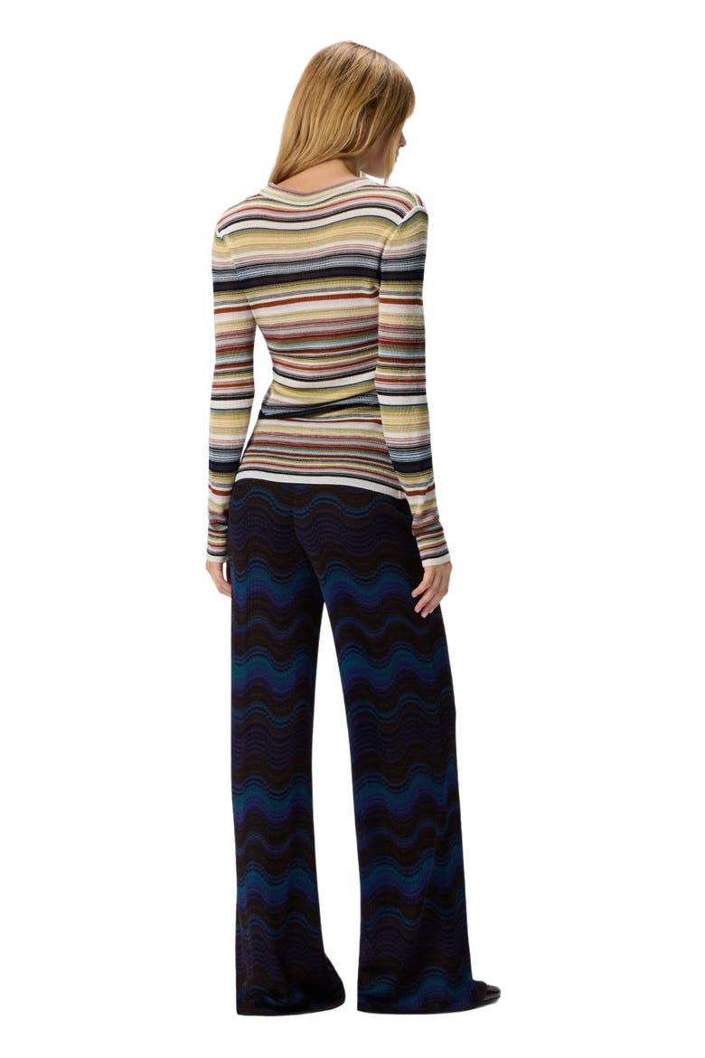 Striped Crew Neck Sweater, Alternate, color, Yellow & Brown