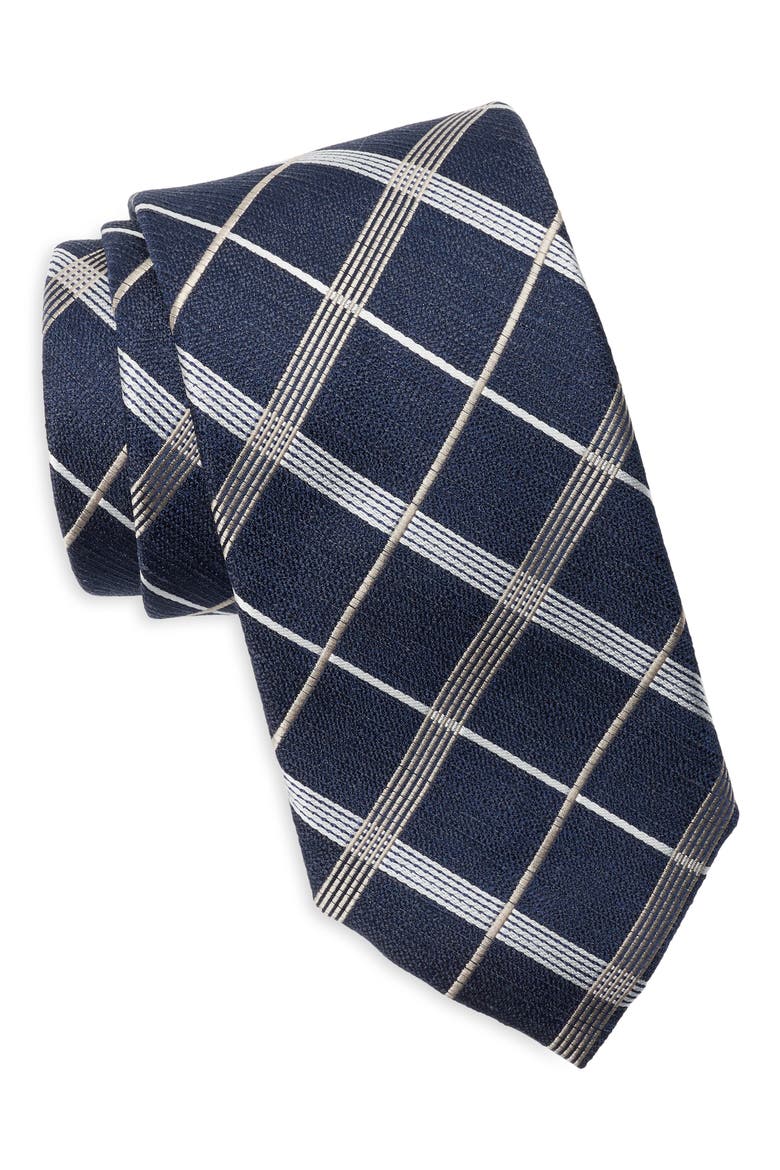 Plaid Tie, Main, color, NAVY