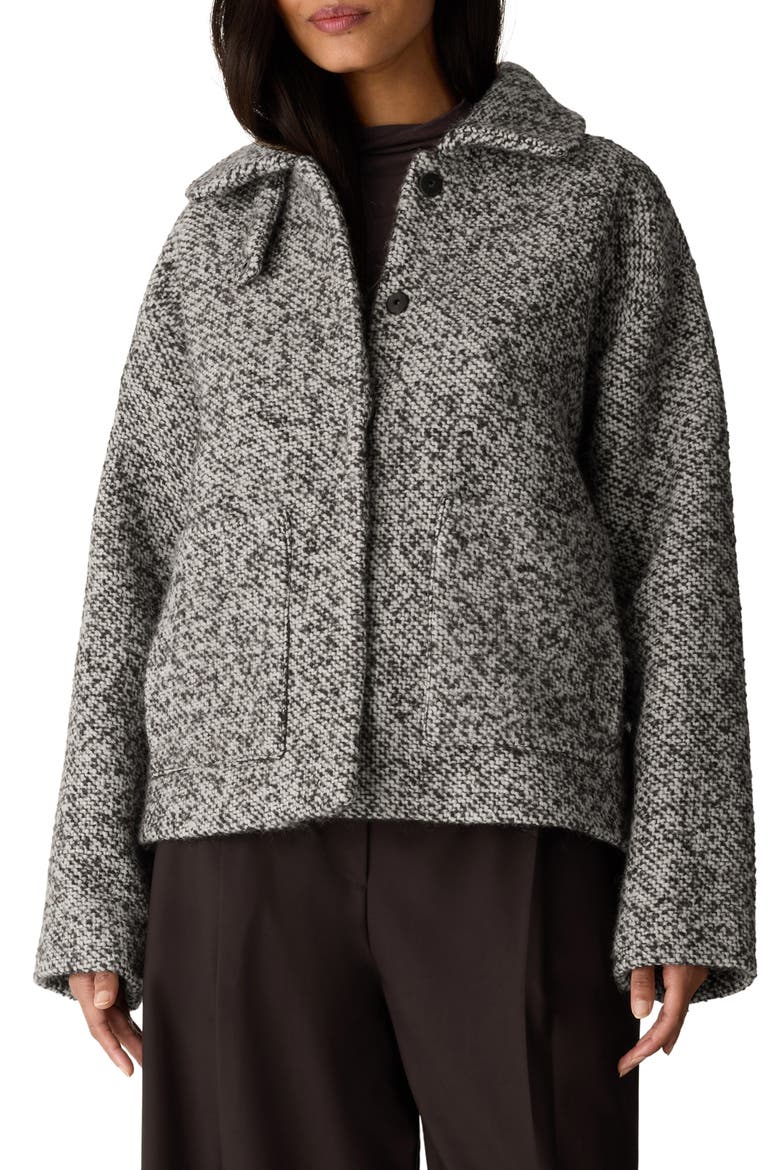 Marled Wool Blend Classic Collar Coat, Main, color, COFFEE