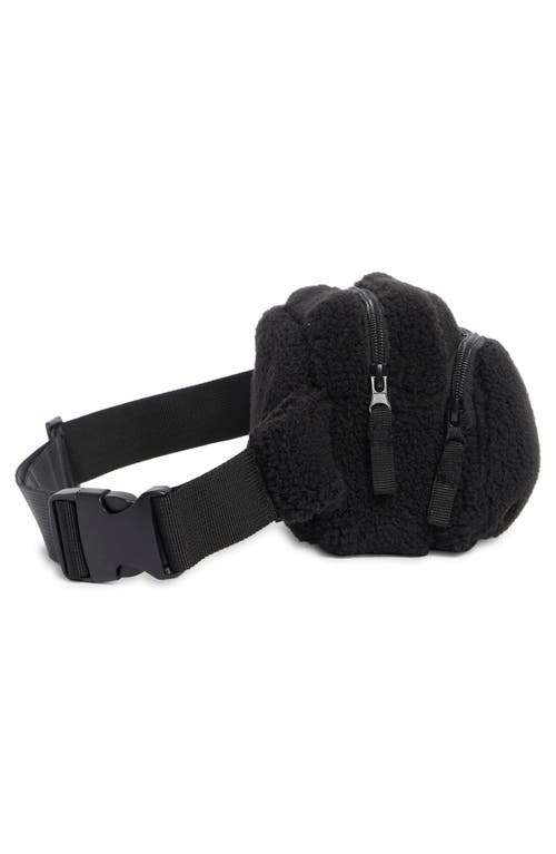 Z By Zella Faux Shearling Belt Bag In Black