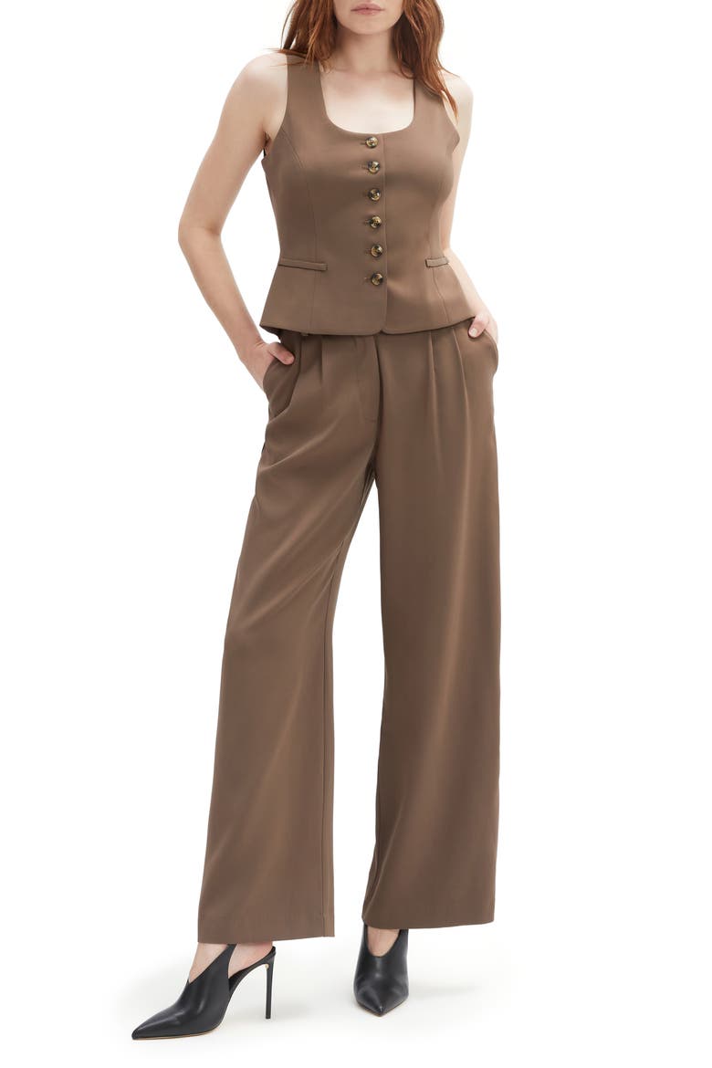 Azilia Button Vest, Alternate, color, COFFEE BROWN