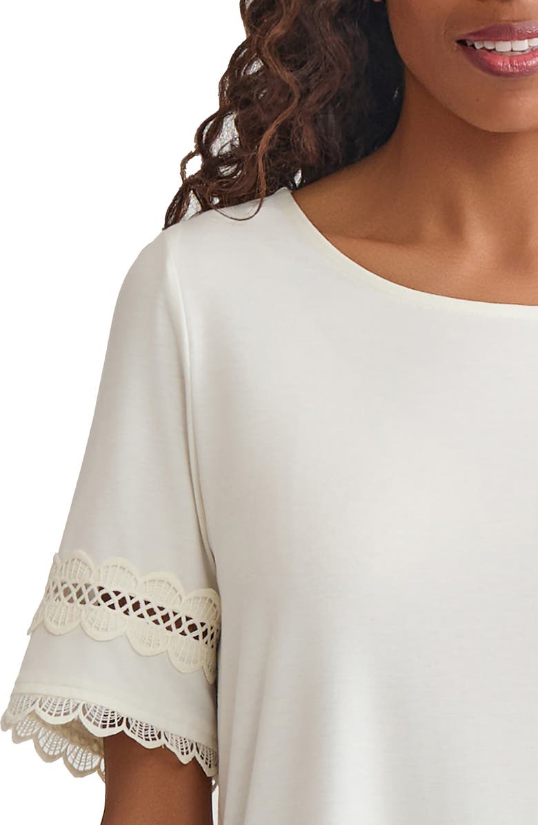 Jones New York Lace Cutout Trim Top, Alternate, color, Jones White
