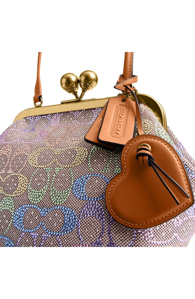 COACH Signature Crystal Jacquard & Leather Kisslock Frame Bag, Alternate, color,