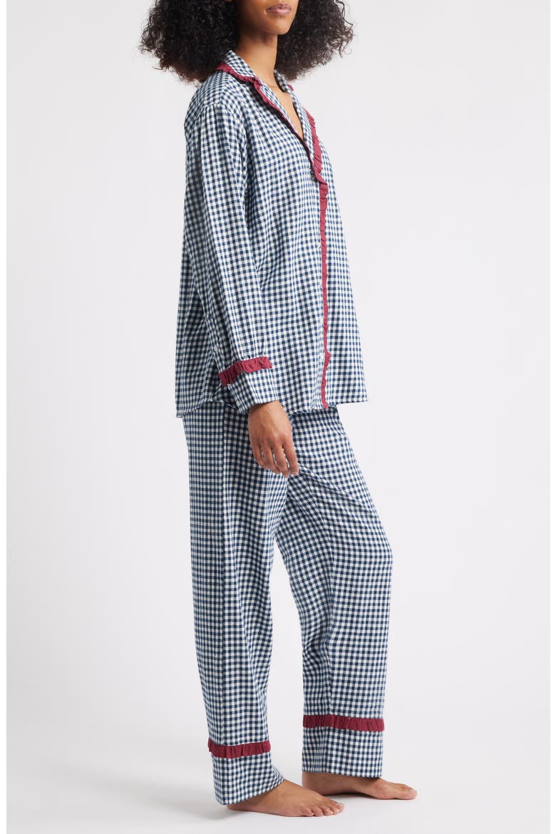 Antonia Gingham Organic Cotton Pajamas, Alternate, color, NAVY