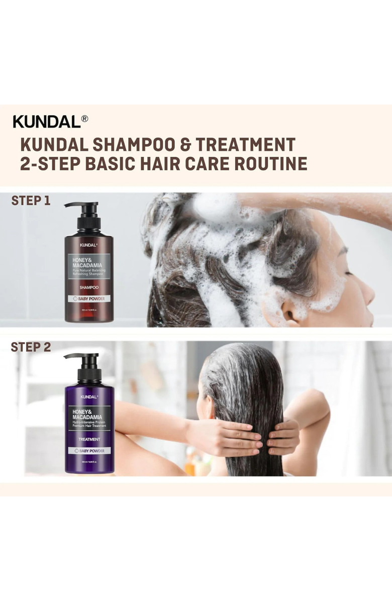 KUNDAL Honey & Macadamia Nature Shampoo & Protein Treatment Duo Pack - White Musk, Alternate, color, Brown And Purple