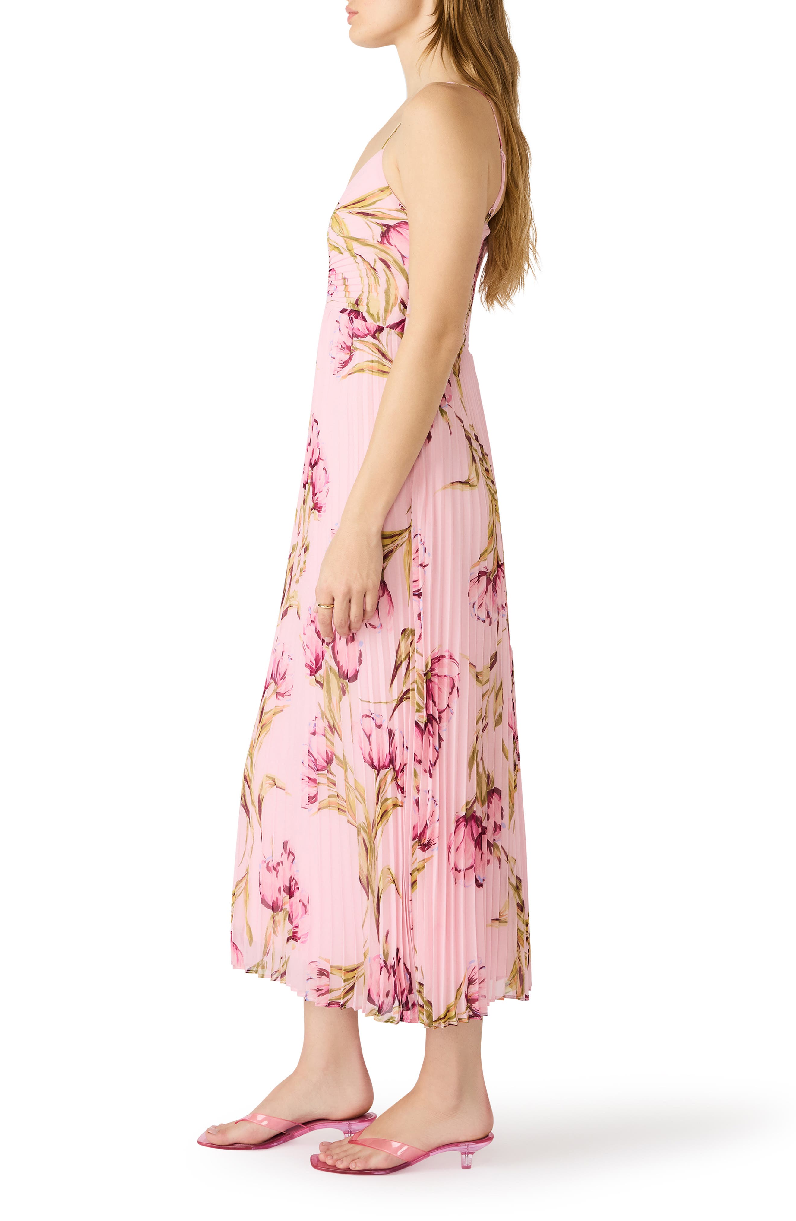 Ray Floral Print Pleat Midi Dress (Women) | Nordstrom