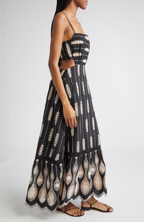Johanna Ortiz Nostalgica Embroidered Maxi Dress In Gray