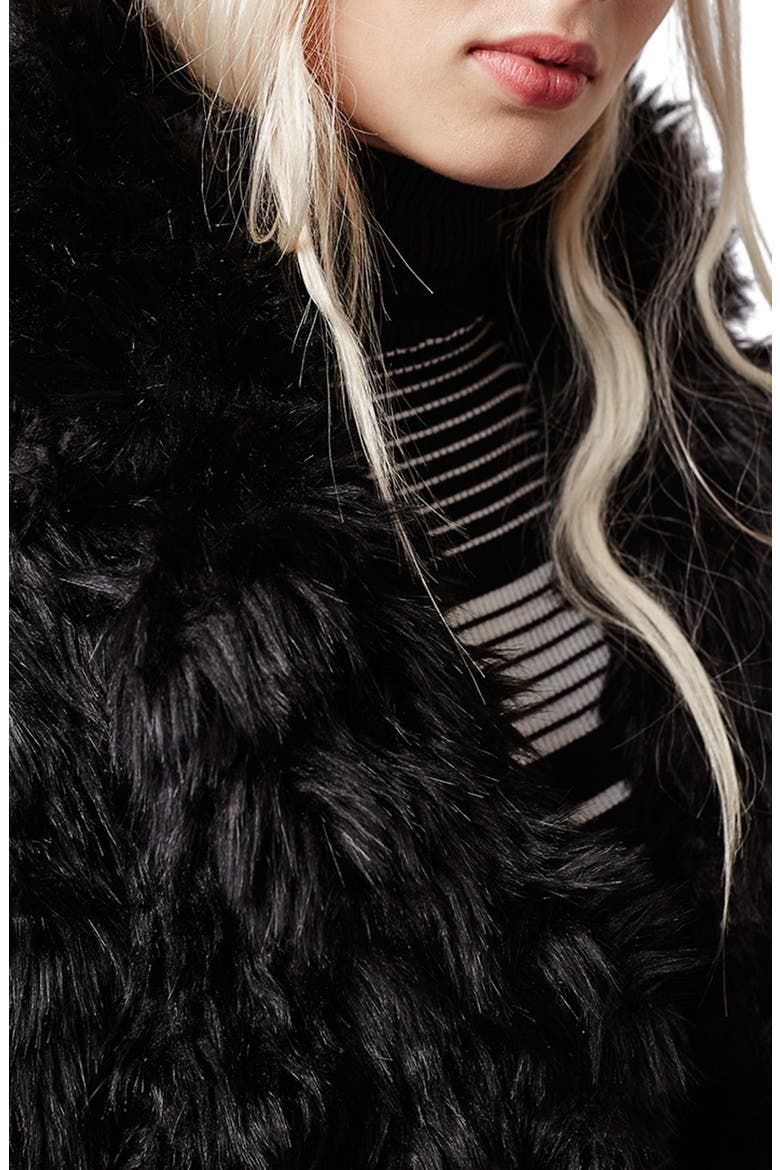 Urban Shaggy Faux Fur Coat, Alternate, color, BLACK