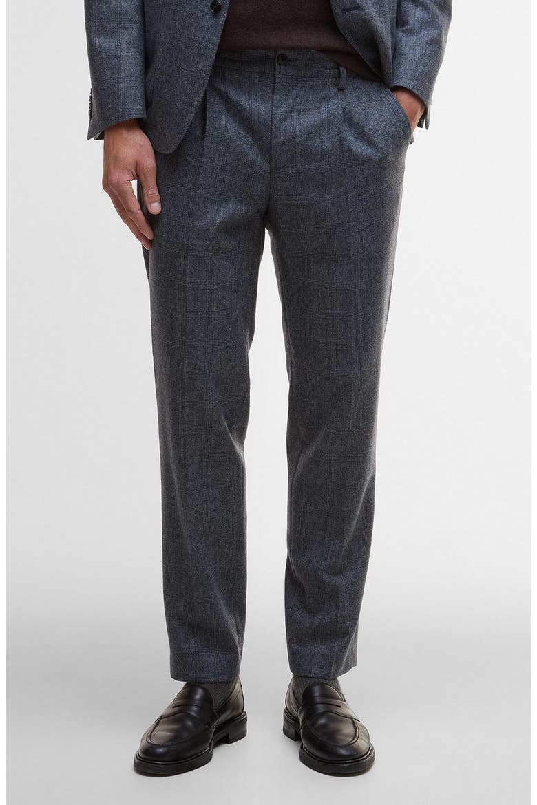 Kensington Pleated Glen Check Wool Blend Flannel Suit Pants, Main, color, NAVY