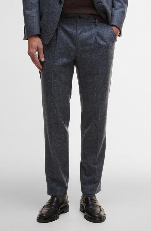 Kensington Pleated Glen Check Wool Blend Flannel Suit Pants