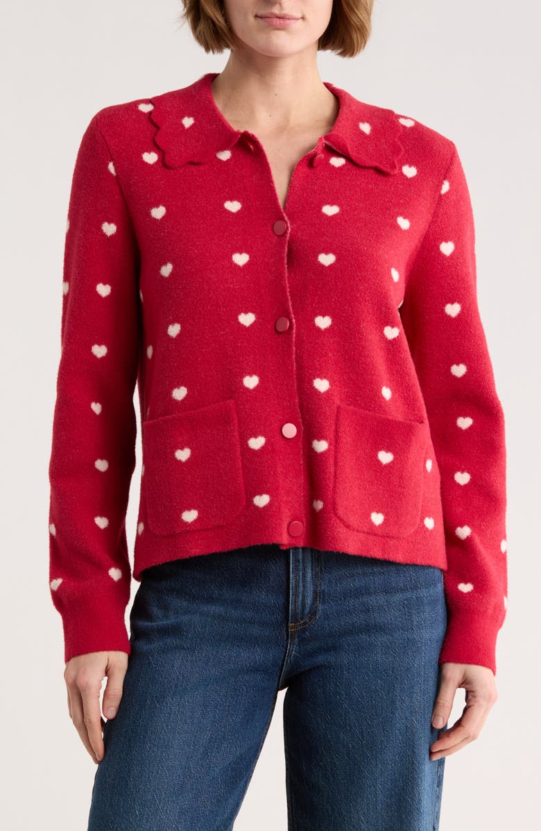 DR2 by Daniel Rainn Heart Collar Cardigan, Main, color, Red