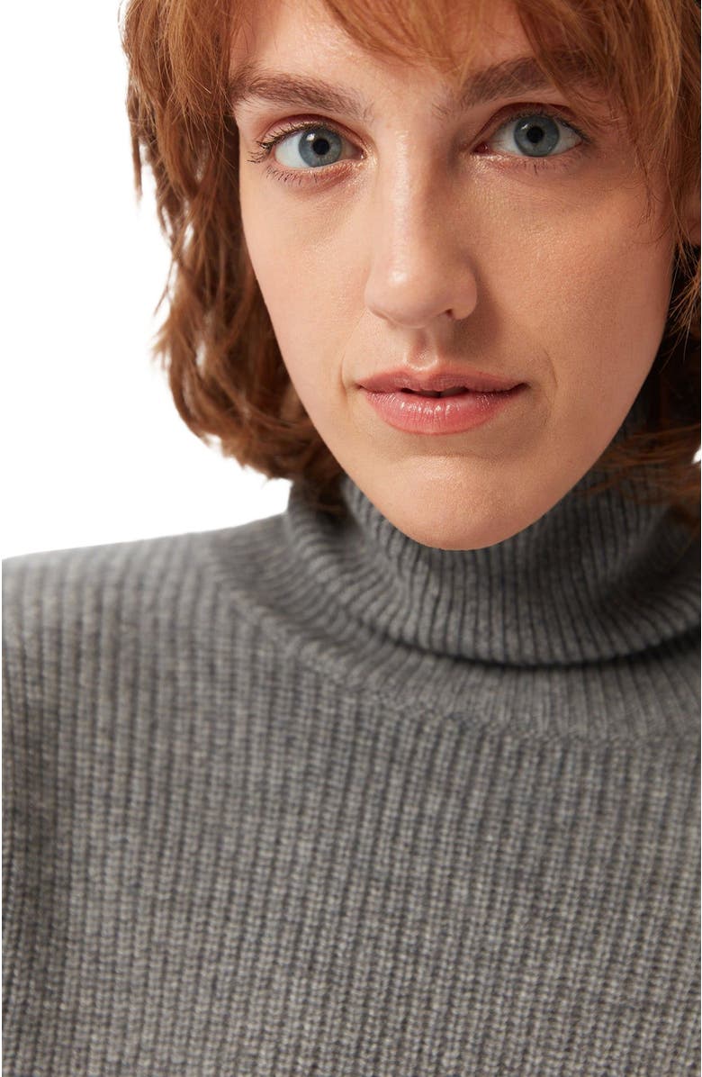 GOBI Mongolian Cashmere Belted Cashmere Turtleneck, Alternate, color, Dim Gray