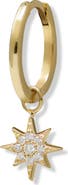 Anzie Aztec North Star Charm Single 14K Gold & Diamond Hoop Earring