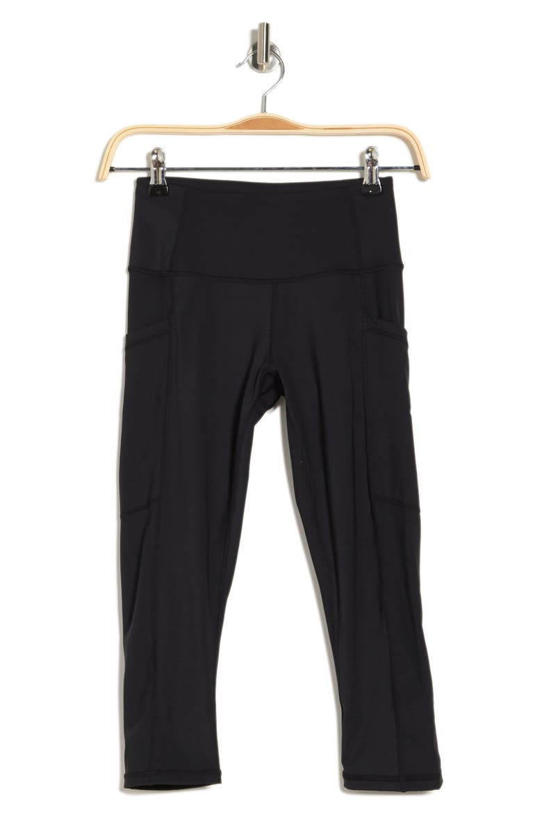 High Waist Sweat To Swim UPF Capri Cropped Pants, Alternate, color, BLACK
