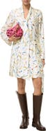 Burberry Pleated Feather-print Silk Mini Skirt