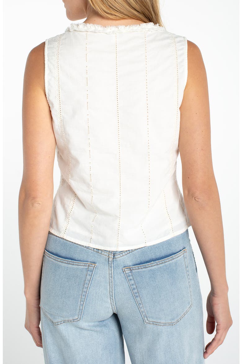 Pintuck Ruffle Sleeveless Cotton Top, Alternate, color, CREAM STRIPE EMBROIDERED