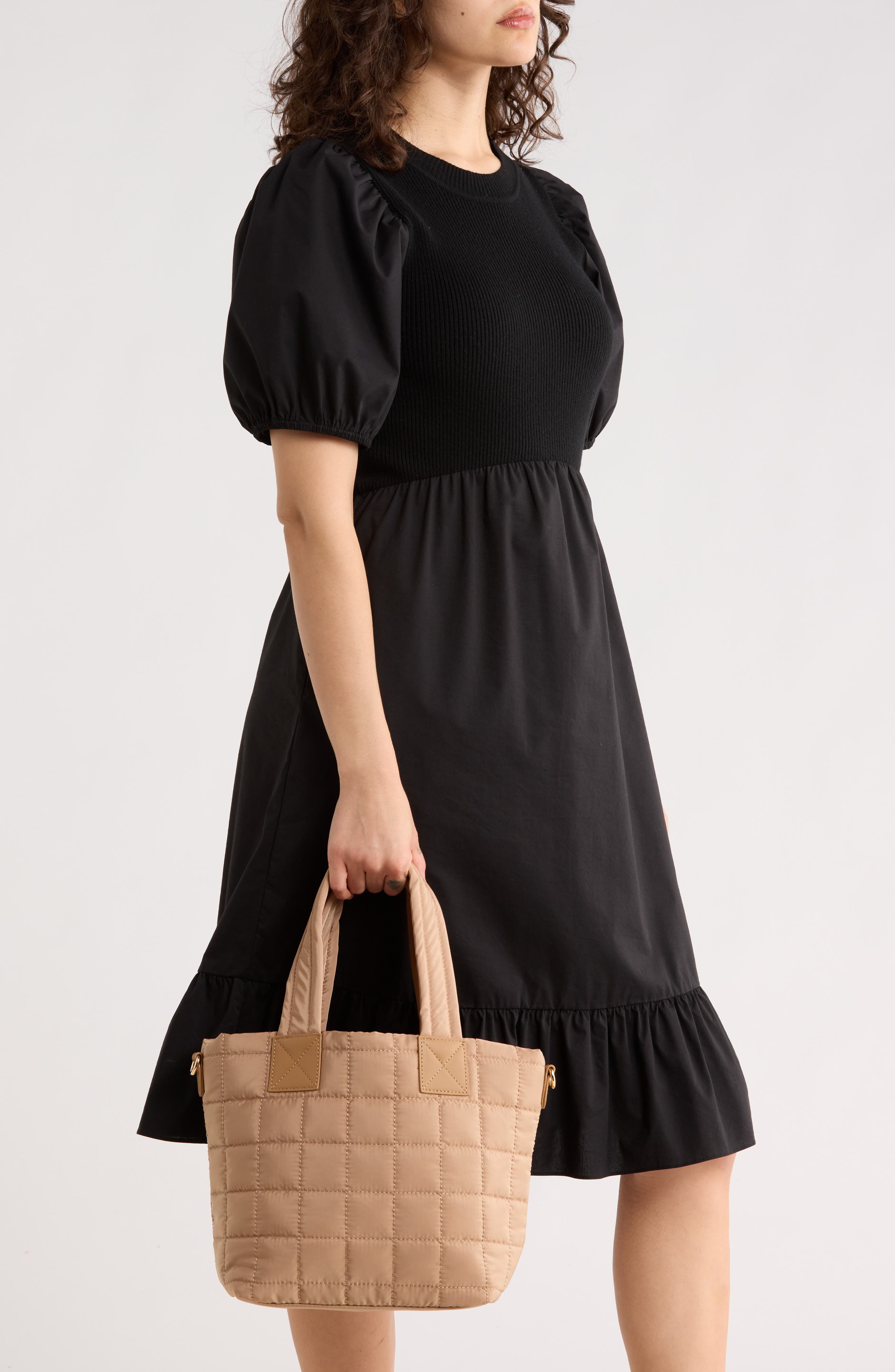 Quilted Nylon Tote Bag, Alternate, color, NATURAL