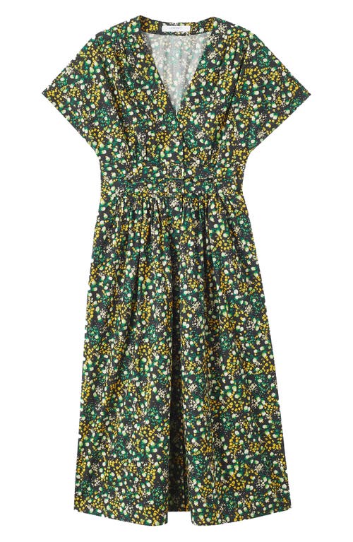 Lk Bennett Eva Meadow Midi Dress In Green/black Multi