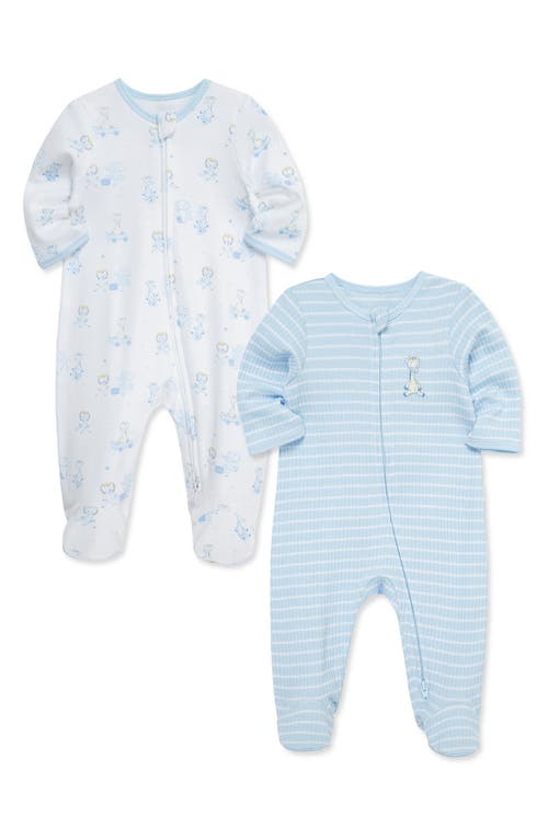 Shop Little Me Snuggly 2-pack Assorted Footies In Blue