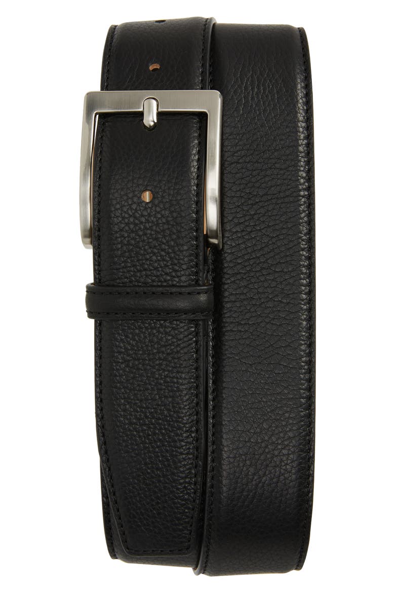 Leather Belt, Main, color, BOTT BLACK