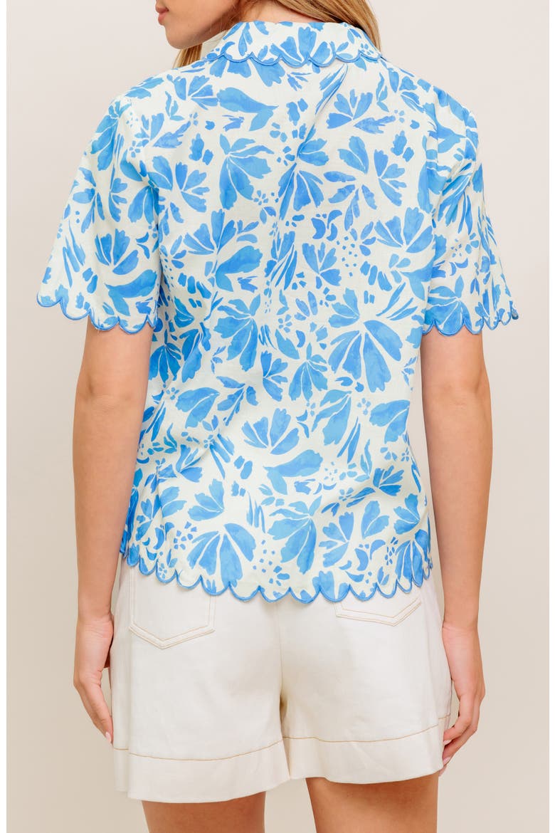 Print Button-Up Shirt, Alternate, color, IVORY BLUE