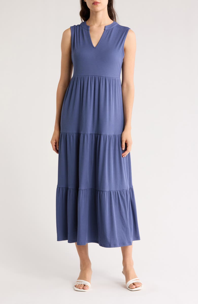 Melrose and Market Sleeveless Tiered Maxi Dress, Main, color, Blue Indigo
