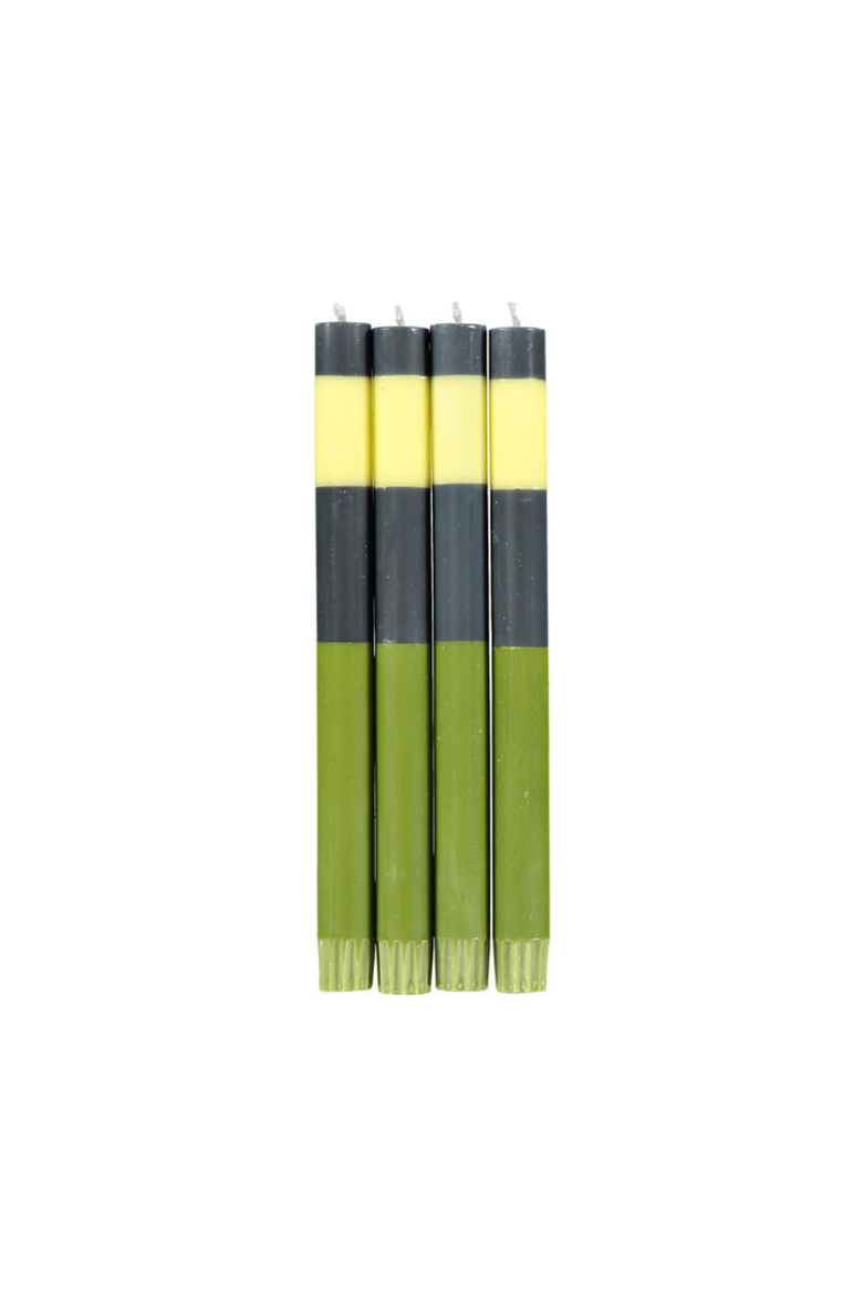 Abstract Striped Dinner Candles - Set of 4, Main, color, Olive, Indigo, Jasmine