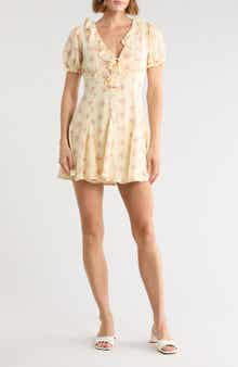 Ruffled Puff Sleeve Fit and Flare Minidress