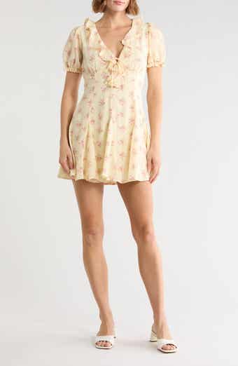Ruffled Puff Sleeve Fit and Flare Minidress