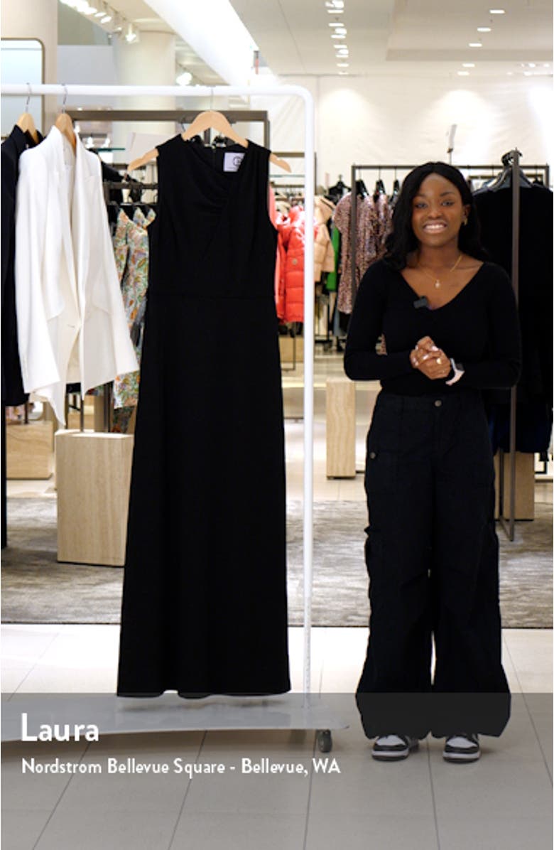 Marcelle Asymmetric Neck Scuba Crepe A-Line Gown, sales video thumbnail