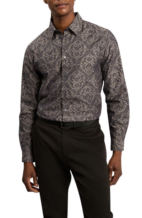 Damzen Jacquard Cotton Button-Up Shirt